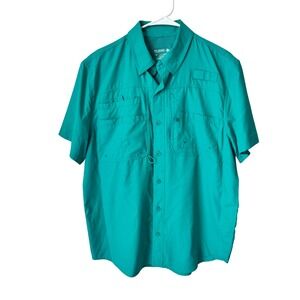 Reel Legends Saltwater II Mens Medium Teal Short Sleeve Fishing Shirt RN 76235